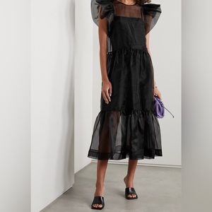 Jonathan Simkhai Ines Ruffled Tiered Recycled Organza Midi Dress In Black